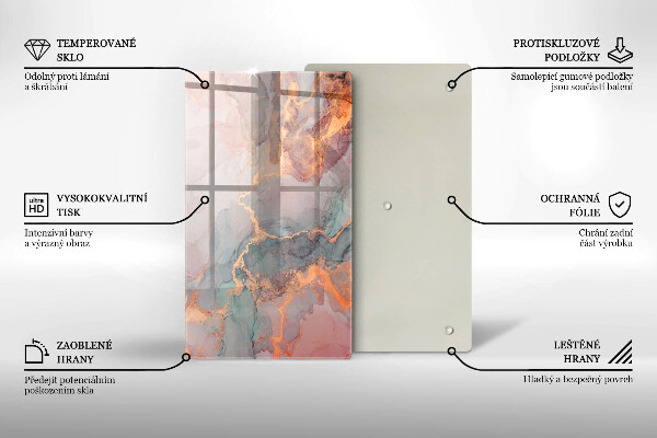 Glas Ceranfeldabdeckung Spritzschutz Marmor mit Gold