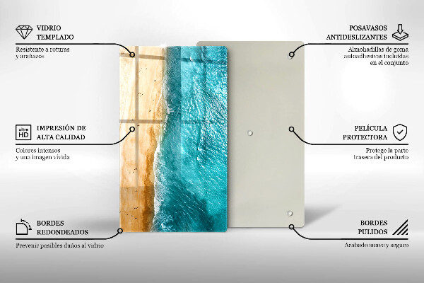 Glas Ceranfeldabdeckung Spritzschutz Strandufer und Meer