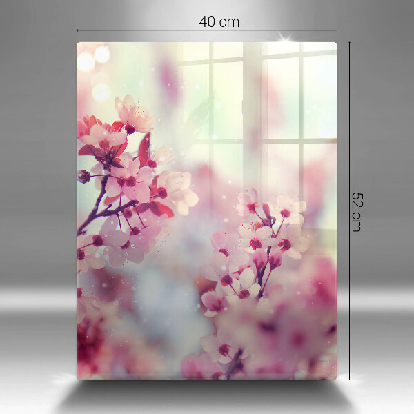 Glas Ceranfeldabdeckung Spritzschutz Frühlingsrosa Blumen