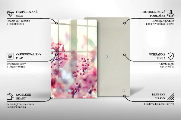Glas Ceranfeldabdeckung Spritzschutz Frühlingsrosa Blumen