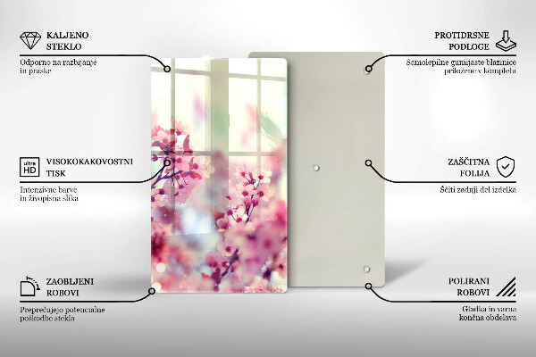 Glas Ceranfeldabdeckung Spritzschutz Frühlingsrosa Blumen