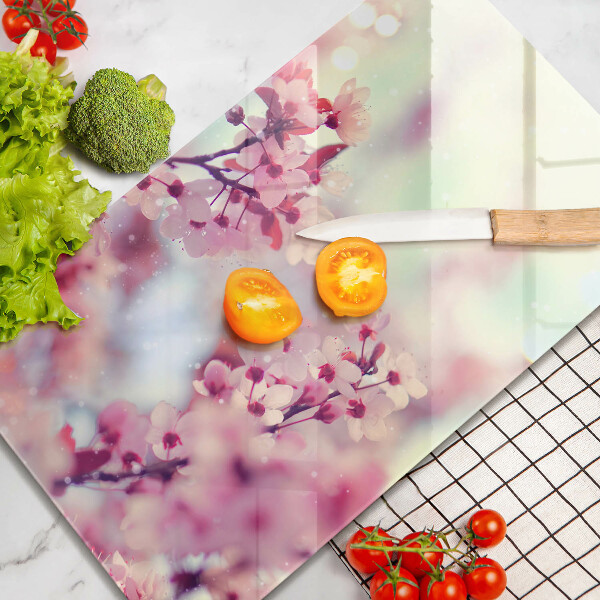 Glas Ceranfeldabdeckung Spritzschutz Frühlingsrosa Blumen