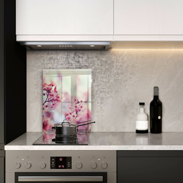 Glas Ceranfeldabdeckung Spritzschutz Frühlingsrosa Blumen