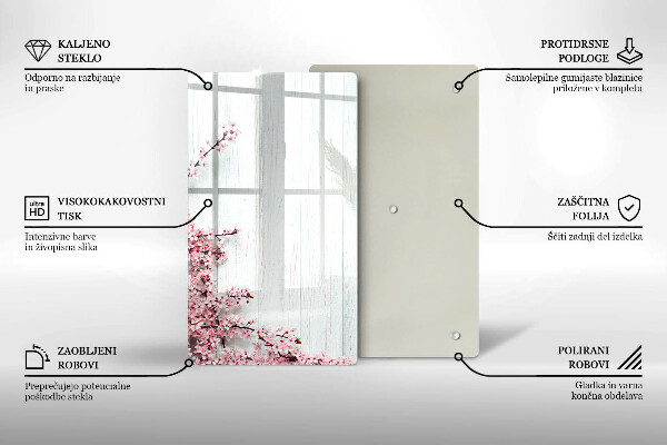 Glas Ceranfeldabdeckung Spritzschutz Blumen auf den Brettern