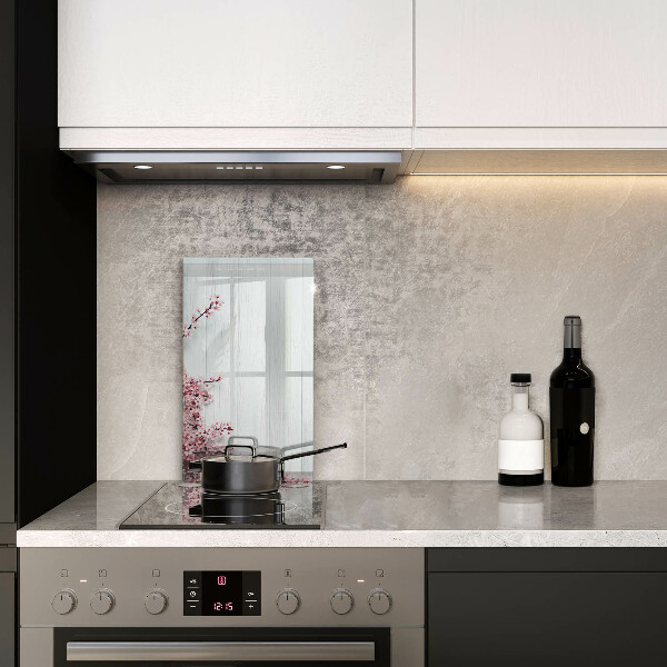 Glas Ceranfeldabdeckung Spritzschutz Blumen auf den Brettern