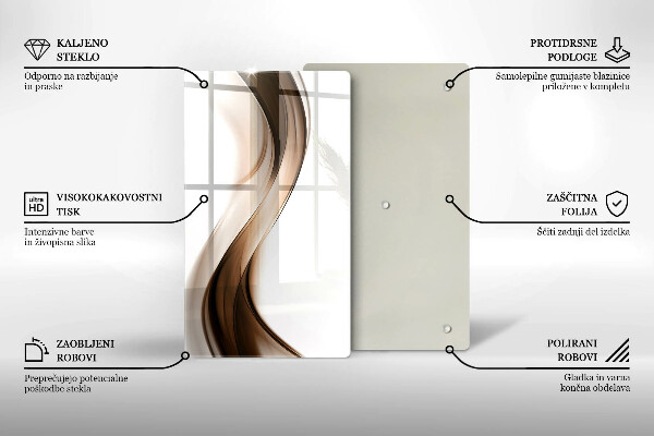 Glas Ceranfeldabdeckung Spritzschutz Abstrakte braune Linien