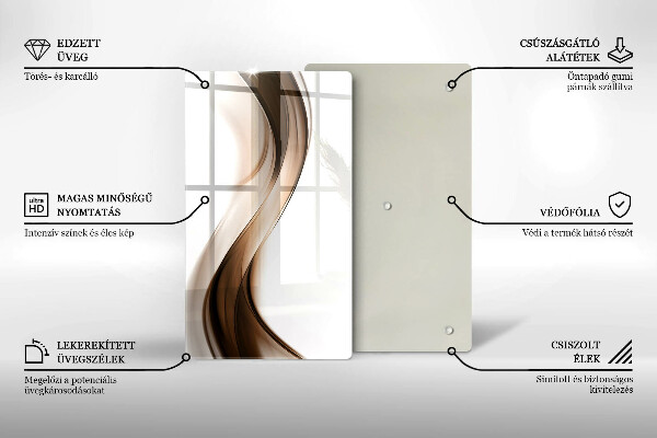 Glas Ceranfeldabdeckung Spritzschutz Abstrakte braune Linien