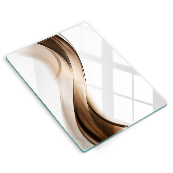 Glas Ceranfeldabdeckung Spritzschutz Abstrakte braune Linien