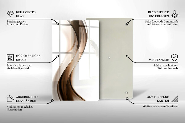 Glas Ceranfeldabdeckung Spritzschutz Abstrakte braune Linien