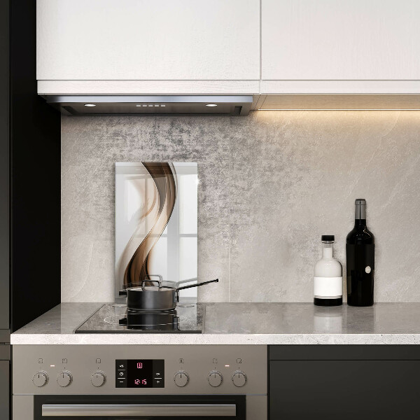 Glas Ceranfeldabdeckung Spritzschutz Abstrakte braune Linien