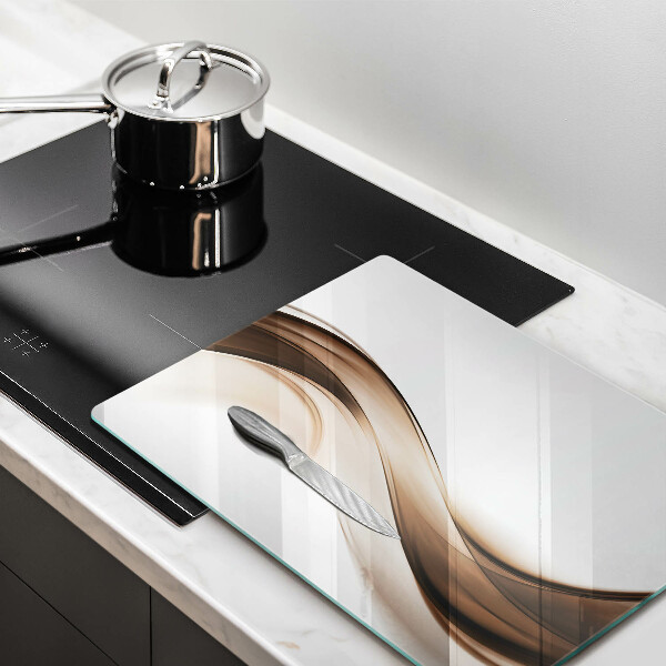 Glas Ceranfeldabdeckung Spritzschutz Abstrakte braune Linien