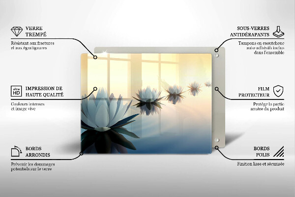 Glas Herdabdeckplatte Lilienblüten auf dem Wasser