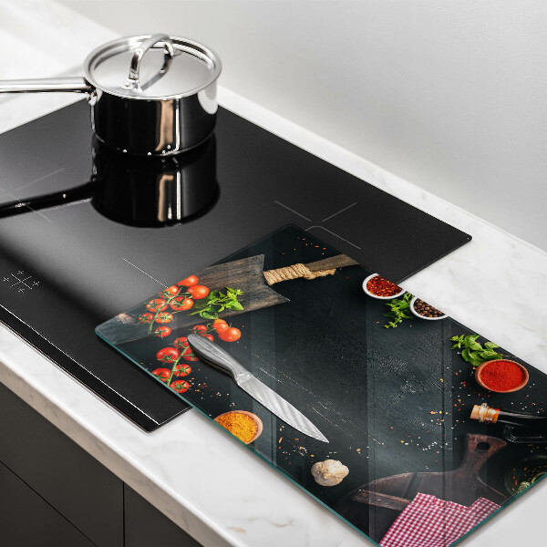 Glas Herdabdeckplatte Kirschtomaten