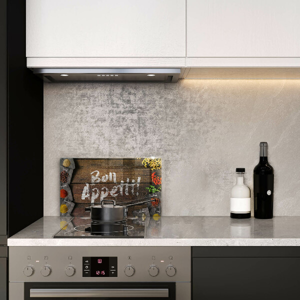 Glas Herdabdeckplatte Bon Appetit Inschriftentafeln