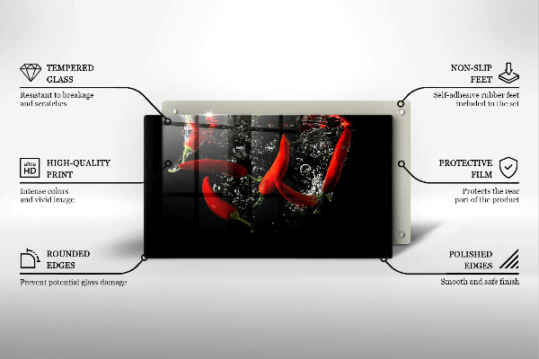 Glas Herdabdeckplatte Chilischoten in Wasser