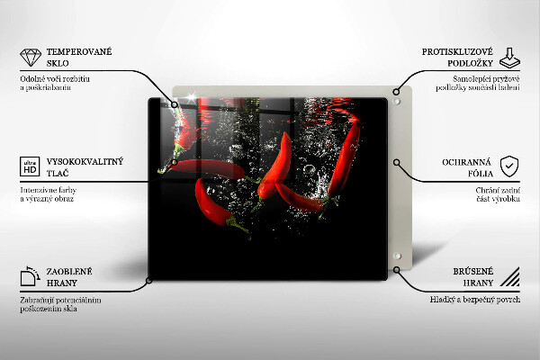 Glas Herdabdeckplatte Chilischoten in Wasser