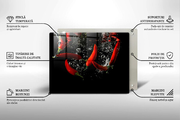 Glas Herdabdeckplatte Chilischoten in Wasser
