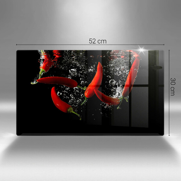 Glas Herdabdeckplatte Chilischoten in Wasser