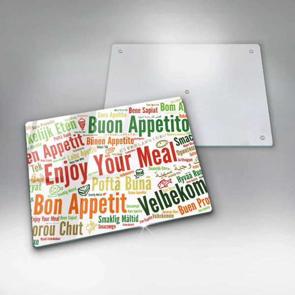 Glas Herdabdeckplatte Untertitel Guten Appetit Sprachen