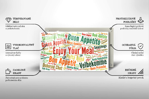 Glas Herdabdeckplatte Untertitel Guten Appetit Sprachen