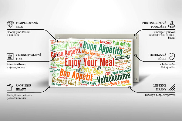 Glas Herdabdeckplatte Untertitel Guten Appetit Sprachen