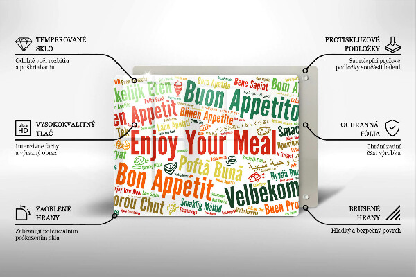 Glas Herdabdeckplatte Untertitel Guten Appetit Sprachen