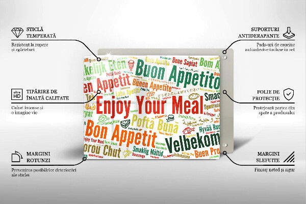 Glas Herdabdeckplatte Untertitel Guten Appetit Sprachen