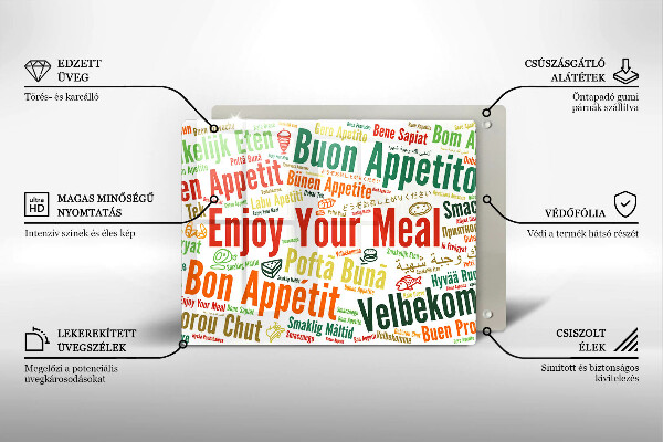 Glas Herdabdeckplatte Untertitel Guten Appetit Sprachen