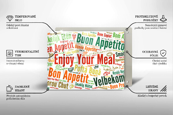 Glas Herdabdeckplatte Untertitel Guten Appetit Sprachen