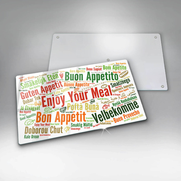 Glas Herdabdeckplatte Untertitel Guten Appetit Sprachen