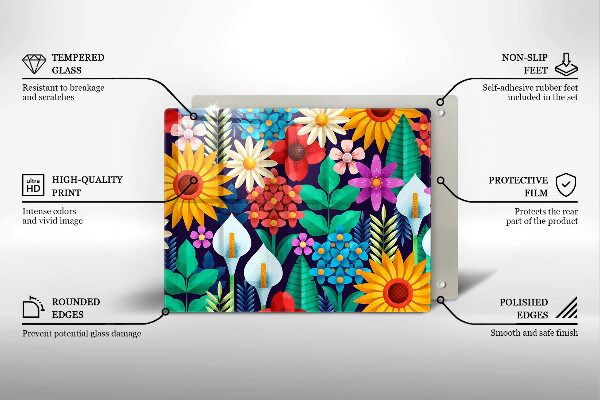 Glas Herdabdeckplatte Blumenwieseillustration