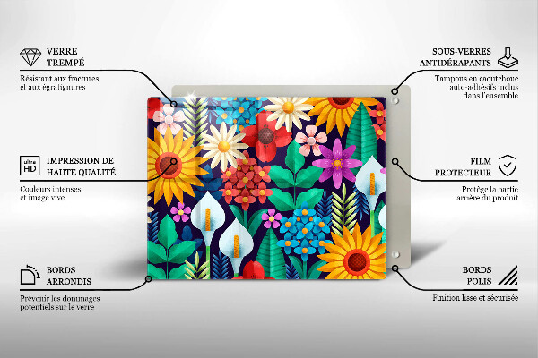 Glas Herdabdeckplatte Blumenwieseillustration