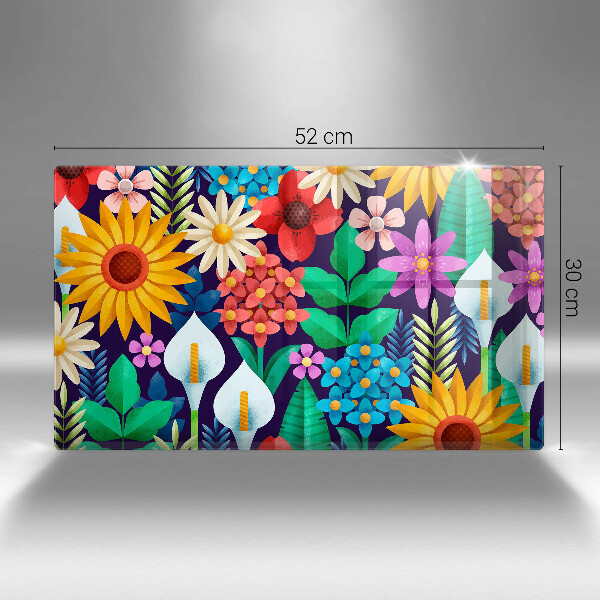Glas Herdabdeckplatte Blumenwieseillustration