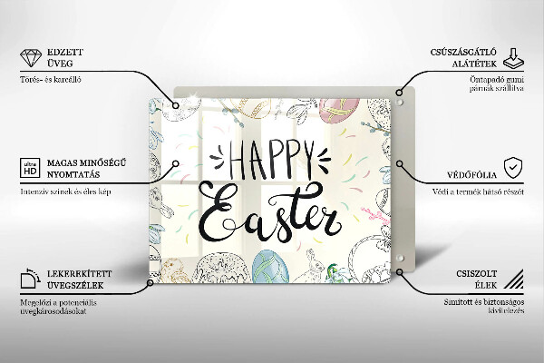 Glas Herdabdeckplatte Happy Easter