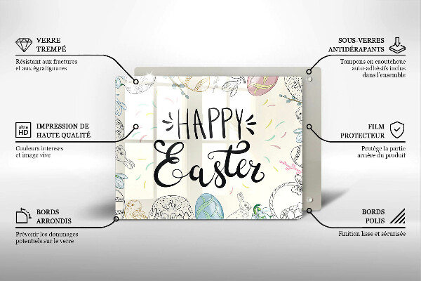 Glas Herdabdeckplatte Happy Easter