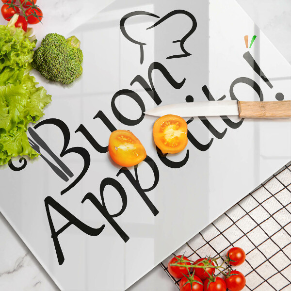 Glas Herdabdeckplatte Buon Appetito!