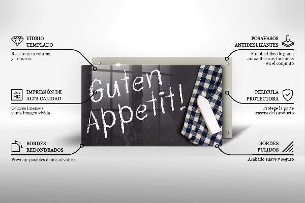 Glas Herdabdeckplatte Guten Appetit!
