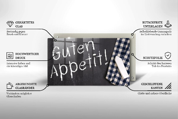 Glas Herdabdeckplatte Guten Appetit!