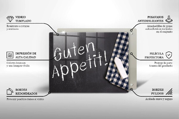 Glas Herdabdeckplatte Guten Appetit!