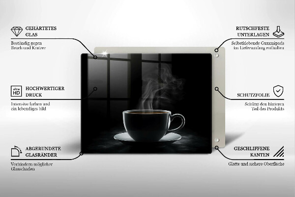 Glas Herdabdeckplatte Heiße Tasse Kaffee