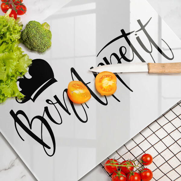 Glas Herdabdeckplatte Bon Appetit