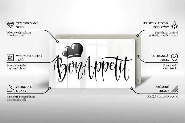 Glas Herdabdeckplatte Bon Appetit