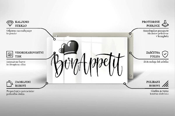 Glas Herdabdeckplatte Bon Appetit