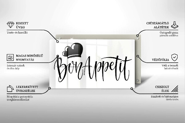 Glas Herdabdeckplatte Bon Appetit