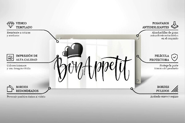 Glas Herdabdeckplatte Bon Appetit