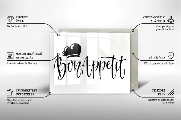 Glas Herdabdeckplatte Bon Appetit