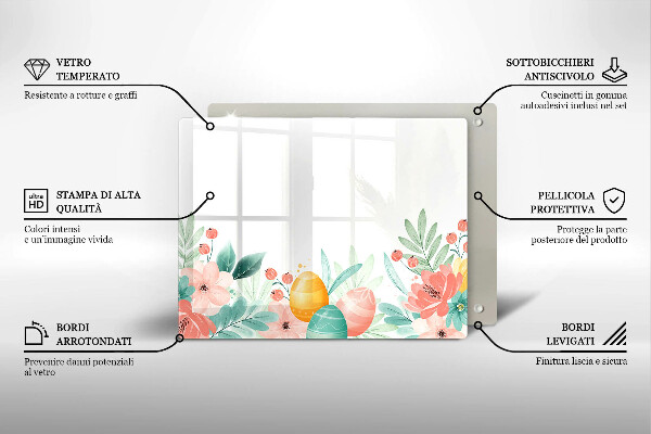 Glas Herdabdeckplatte Ostereier