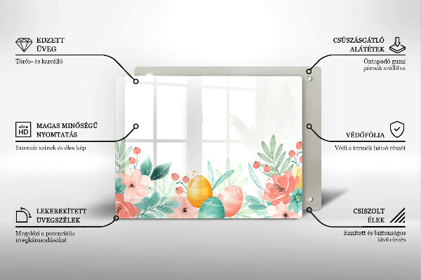 Glas Herdabdeckplatte Ostereier