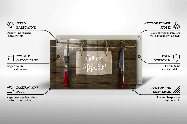 Glas Herdabdeckplatte Guten Apetit