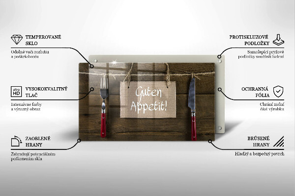 Glas Herdabdeckplatte Guten Apetit